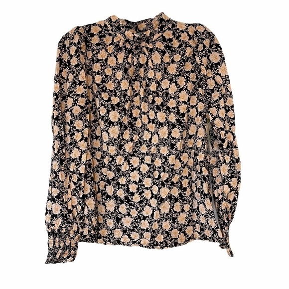 Who What Wear Tops - Who What Wear High Neck Floral Long Sleeve Blouse Sz Med